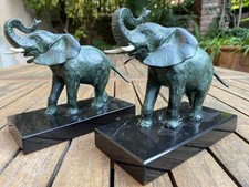 Pair of Art Deco Elephant Bookends by Georges Raoul Garreau circa 1930