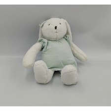 Doudou lapin blanc robe bleu