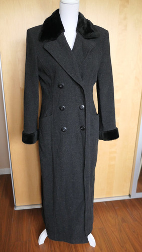 Manteau long laine et - laine,