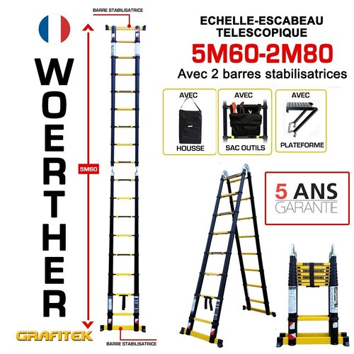 Echelle escabeau télescopique - echelle-escabeau,