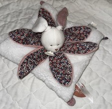 Doudou et Compagnie Paris White RABBIT Plush Lovey toy petals Security Blanket
