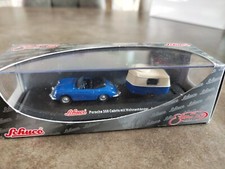 Voiture échelle 1:87 HO train Schuco En Métal + B Porsche 356 Cabrio + Caravane 
