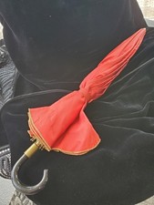 Vintage Antique Strawberry Red Mini Parasol 30" Opened