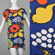 Small Floral Summer Shift Dress Blue Tunic Style Beach Swim suit Coverup