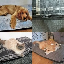 Pet Coussin Lit Chien Chat Grand XL Main Lavable Amovible Fermeture Housse