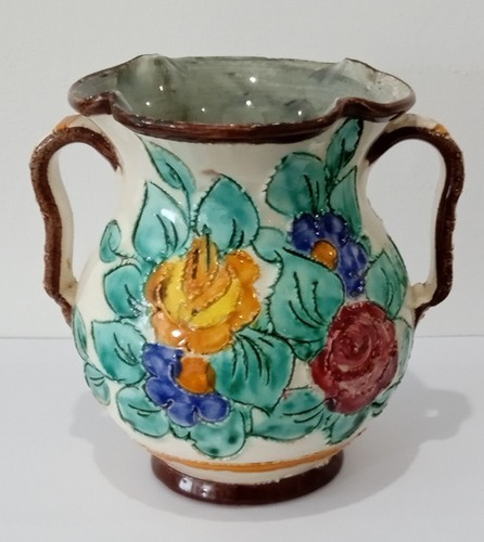 Vase anse fleuri - vase, cérart