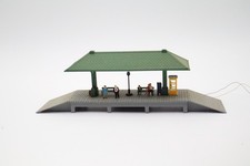 Vintage HO Scale Lighted Train Station Platform Pola Faller Style w/ Figures