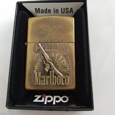 Briquet Zippo Marlboro Cowboy laiton doré d'occasion livraison gratuite