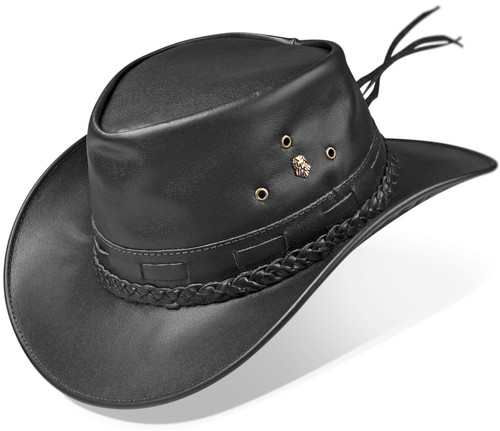 Chapeau cowboy cuir noir - cowboy,