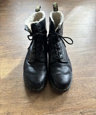 Dr. Martens Women's 1460 Serena Faux Fur Lined Lace Up Boots Black Size US 10