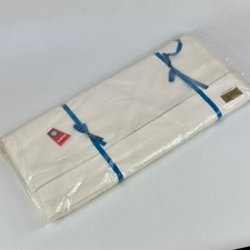 Vintage French 1960s Metis Linen & Cotton Double Bed Sheet In Original Packing