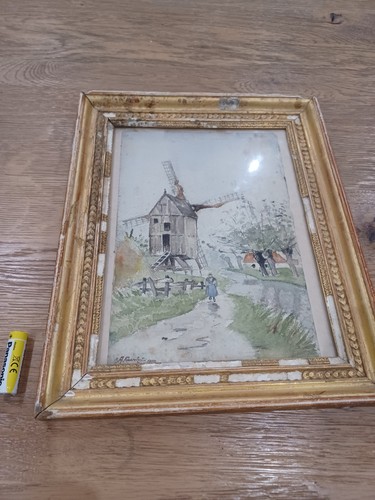 Aquarelle moulin 1900 - aquarelle, le