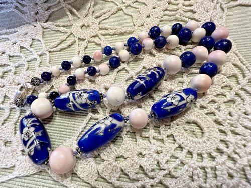 Collier ancien perles - , lapis