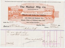 SUPER Graphic Advertising Billhead - Meeker Mfg Co Ball Bearings 1890s Dayton OH