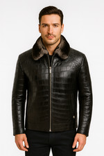 Veste en cuir gaufré