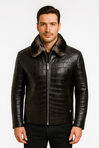 Veste cuir gaufré - en,