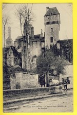 Old postcard CHÂTEAU FORT de CREULLY (Calvados) Le DONJON coupling tank water pump