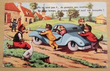 CPA Les Chats Fantasy Humor Push a Scooter