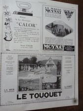 LE TOUQUET + malle MOYNAT + fer CALOR  publicité papier ILLUSTRATION 1927
