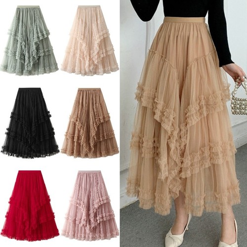 Jupe longue tulle volants - jupe,