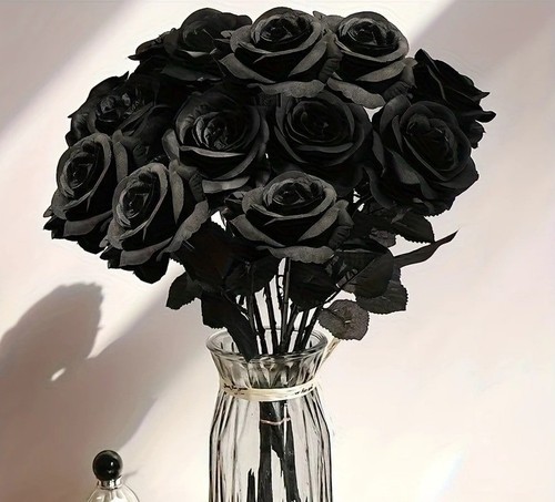 Roses noires artificielles - 10,
