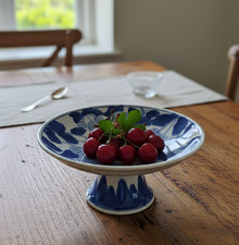 Assiette Présentoir sur Pied en Porcelaine | Plateau à Dessert Vintage Blanc
