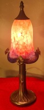 bronze lampshade glass paste signed eross de france nancy 40x16