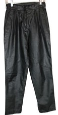 Vintage Black Leather Designer Pelle Cuir Women's Pants Size 10