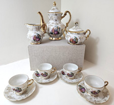 BETSONS JAPAN HAND PAINTED DEMITASSE TEA SERVICE SET FRAGONARD COURTING COUPLE