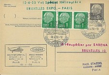 SAB58-H4T1 : SARRE 1958 Vol spécial Hélicoptère SABENA Bruxelles-Paris TYPE 1