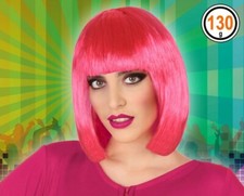 PERRUQUE carrée court ROSE VIF CHARLESTON Déguisement Femme 1930 NEUF