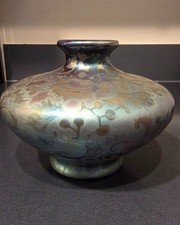 WELLER SICARD low vase art pottery iridescent SIGNED 1902-1907 Jacques