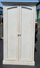 Amazing Solid Wood Storage Armoire – Antiqued Whitewash Finish – STURDY GDC