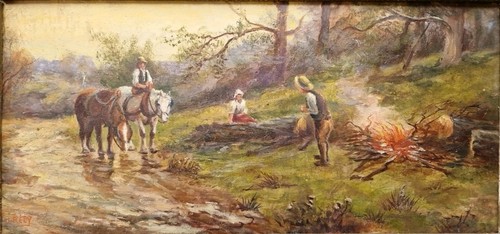 Charmant tableau huile panneau - tableau,