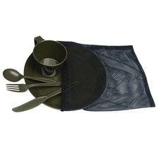 Camp Set Olive 1 Personne Camping Extérieur Vaisselle Assiette Tasse Couverts