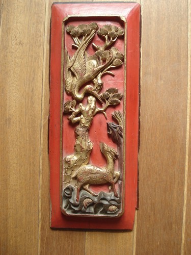Panneau sculpté bois laqué