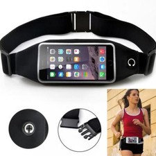 BLACK SPORTS RUNNING WORKOUT WAIST BAG BELT PHONE CASE COVER TOUCH SCREEN - C66