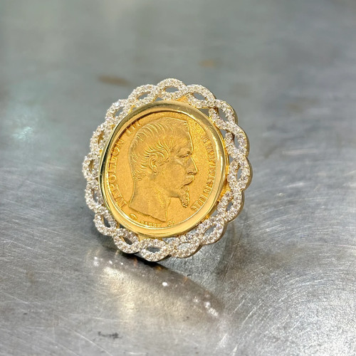 Bague pièce jaune 750 - pièce,