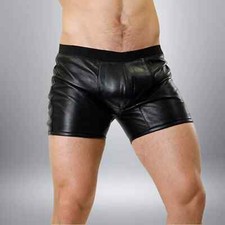 Boxer en cuir noir pour hommes