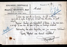 VERNEUIL-sur-AVRE (27) EPICERIE ""ROBERGEL / Maurice BICRET Succ"" in 1929