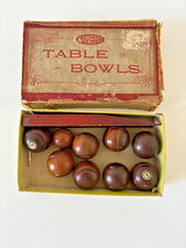 Ancien jeu de boules de table en bois : deb XXe