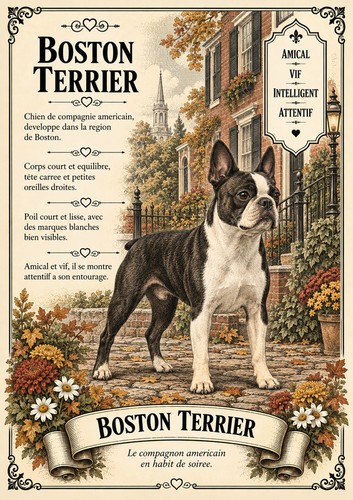 Affiche boston terrier - a4,
