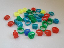 Gros lot bagues plastique vintage tirette fete foraine ducasse