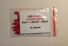 10 LED rouges  - diode clignotante - 3 mm - 2 broches