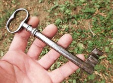 161mm old large hollow key 19th century, forged key, castle, antique key