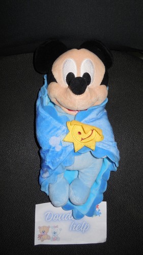 Doudou peluche mickey bleu - mickey,