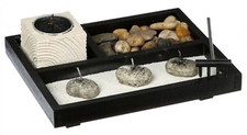JARDIN ZEN POUR INTERIEUR 20cm x 16cm BOUGEOIR ET BOUGIES NEUF