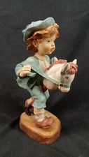 Vintage Giddy Up 6.5 Inch Resin Figurine Boy On A Toy Horse