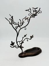 Bronze Metal Tree Sculpture Jewelry Holder Earring Display Leaf Branch Décor 16”