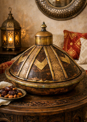 Tajine ancien décoré - , de